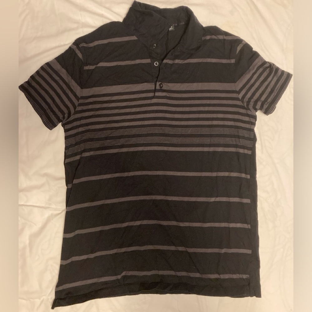 APT.9 Black polo with gray strips